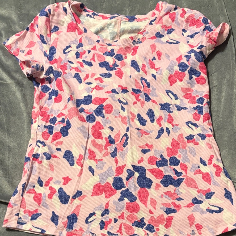 Talbots Pink and Blue Heart Pattern Top